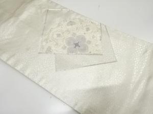 色紙に華紋　刺繍　名古屋帯